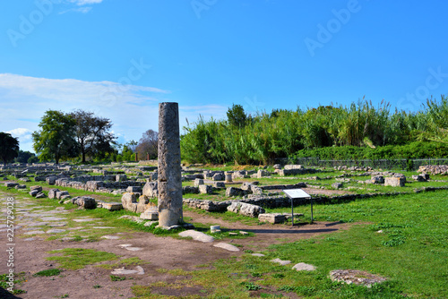 Paestum capaccio Italy The ancient ruins of remains of religious buildings of the ancient Greek domination photo