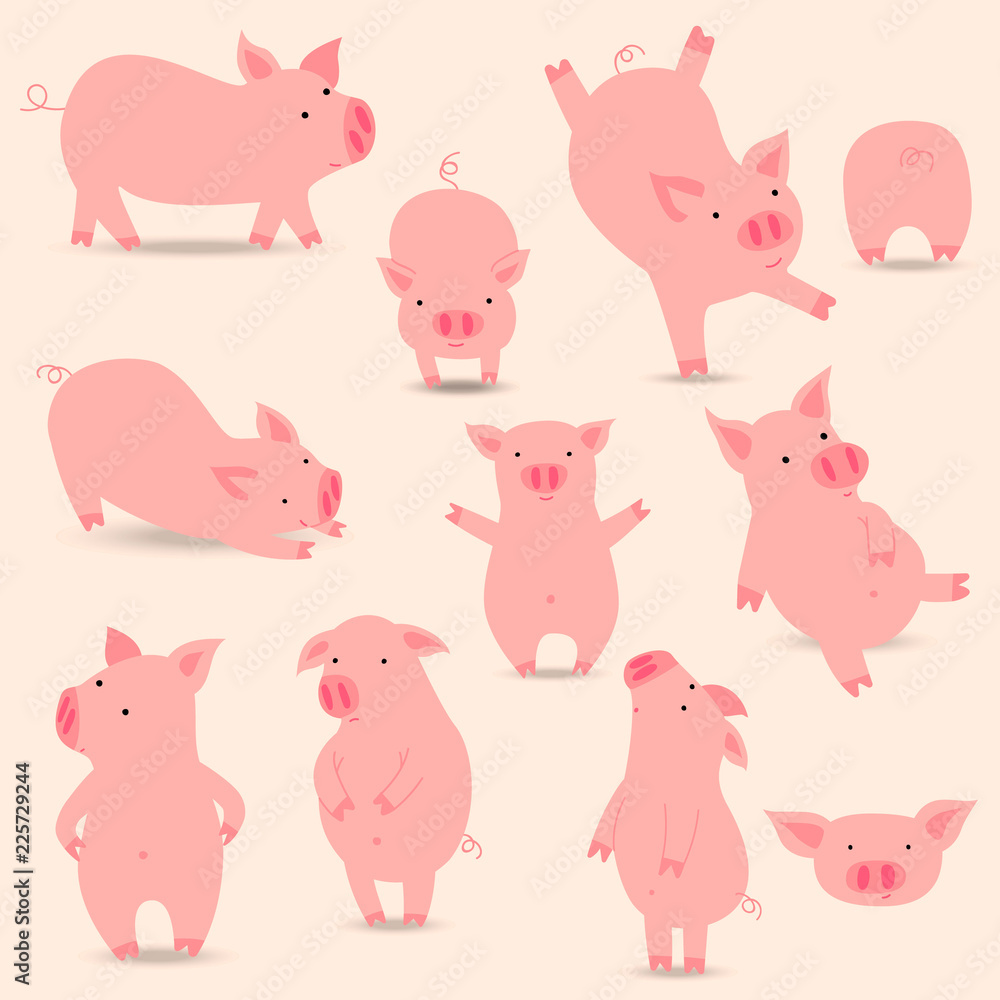 Funny pigs icon set. Eps 10. Funny pigs icon set. Eps 10.