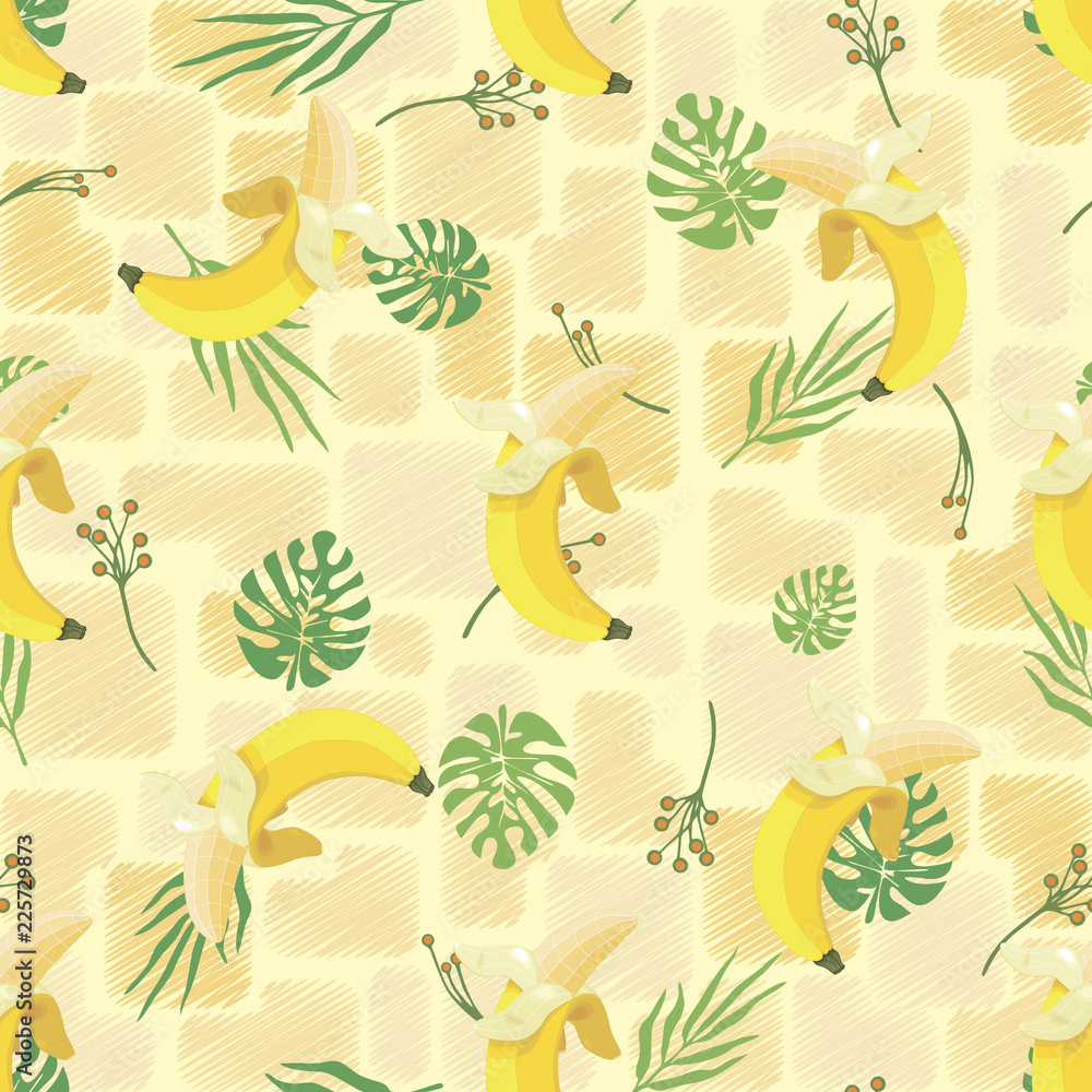 Obraz premium pattern with bananas and leaves. 