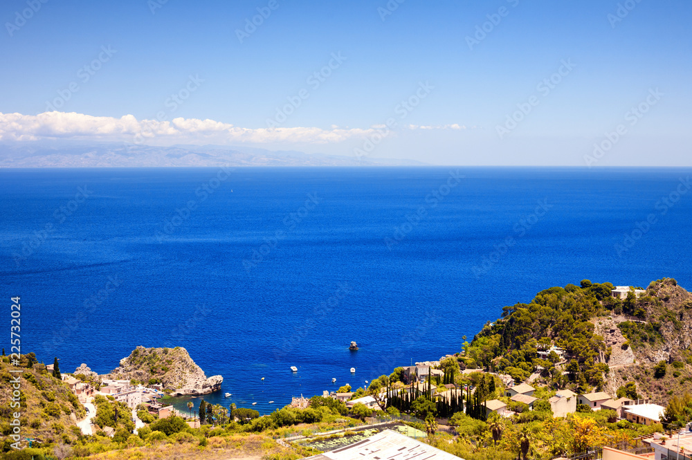 View of Taormina's coastline from the city