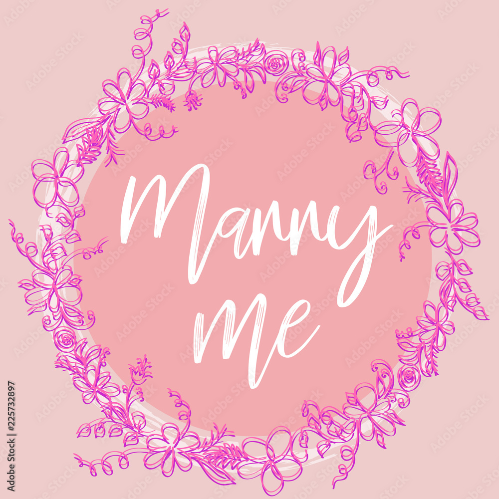Valentine pink background with star lights and the words Marry me
