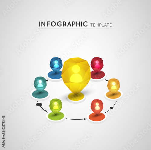 network connection concept, social media, isometric design