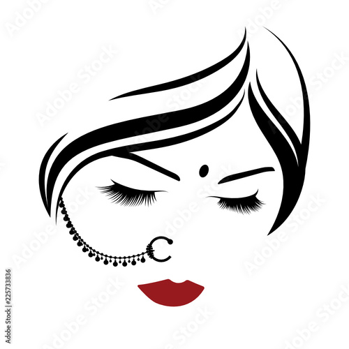 
Illustration depicting a woman's face with Indian ornaments
