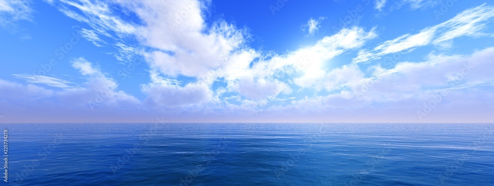 Obraz premium Panorama of sea sunset, tropical seascape, 