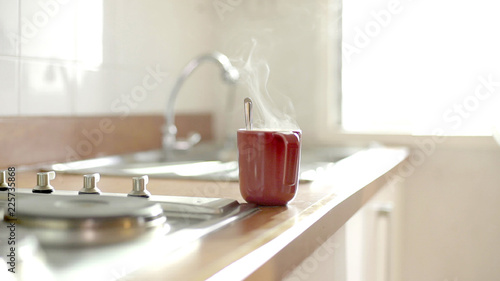 Naklejka boiling coffee cup
