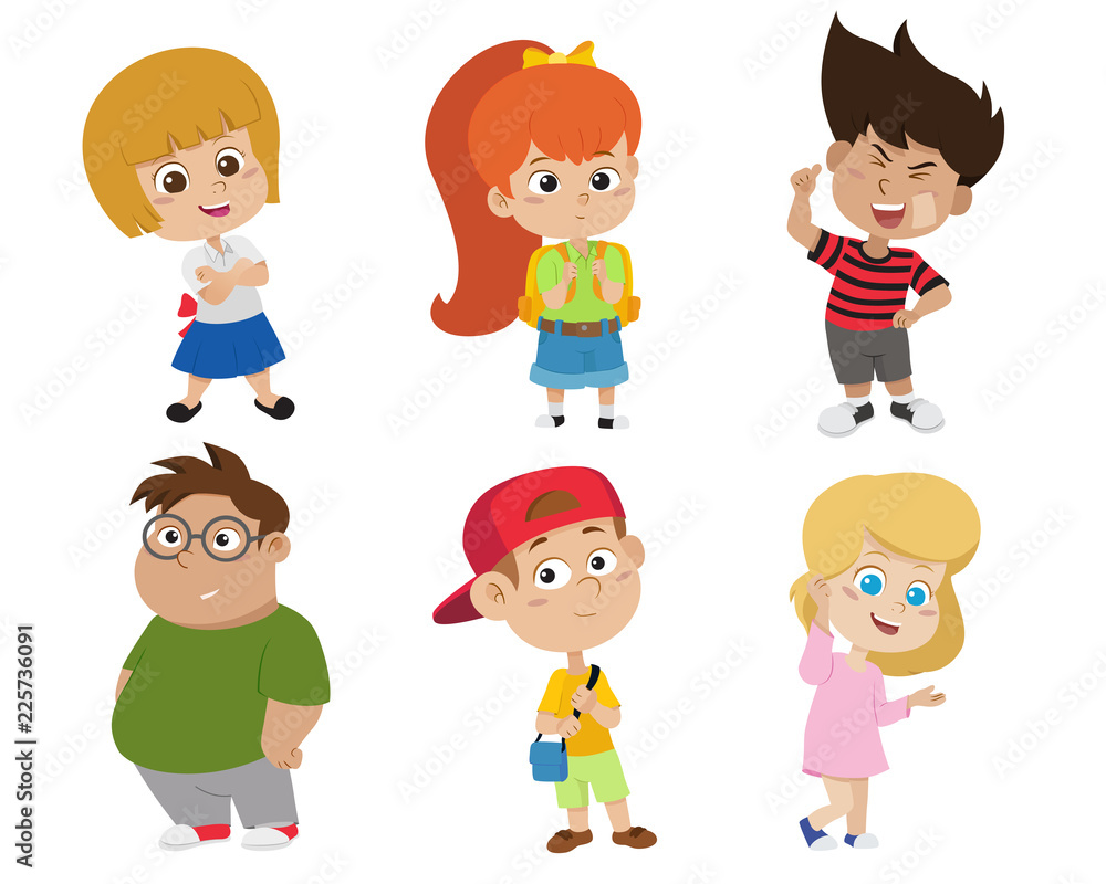 Back to school. Cute kids standing with different pose. Back to school. Cute kids standing with different pose.