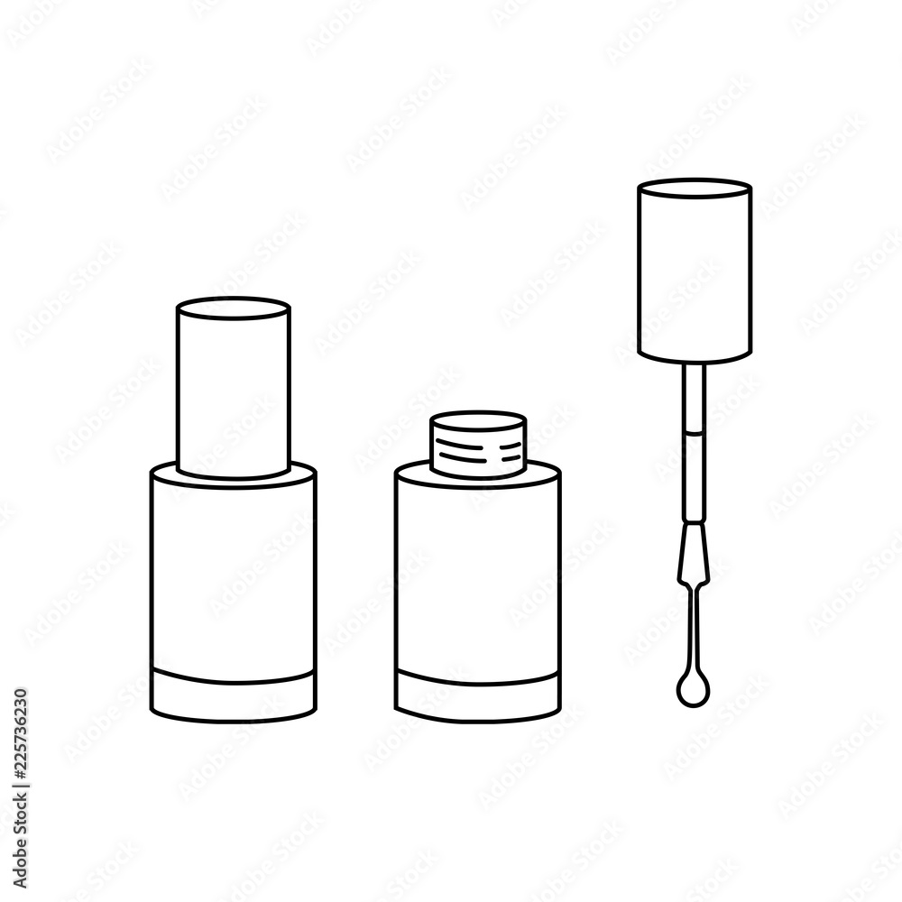 Vector illustration icon of nail polish bottles (opened and closed