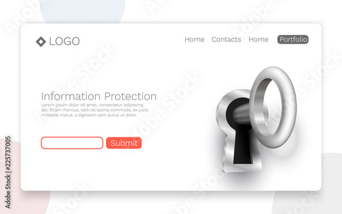 Information protection, Landing page concept. Vector illustration