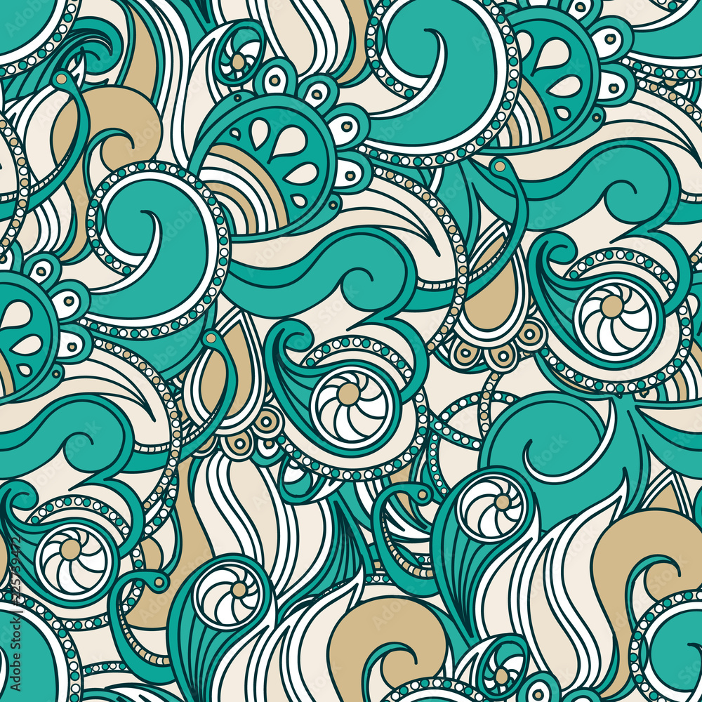 Obraz premium Multicolored floral seamless texture, waves. Elegance background