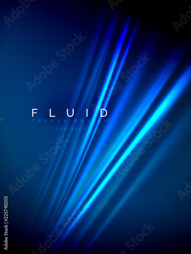 Neon glowing wave, magic energy and light motion background. Vector illustration