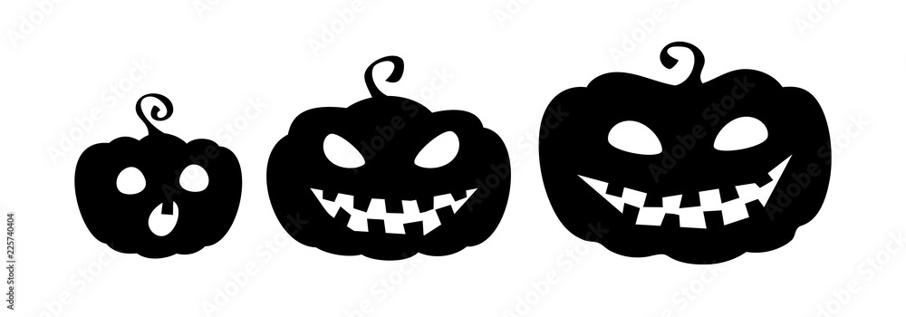 Pumpkin family. Collection of pumpkin cartoon characters silhouettes isolated on white background. Halloween emblems. Vector eps10. Pumpkin family. Collection of pumpkin cartoon characters silhouettes isolated on white background. Halloween emblems. Vector eps10.