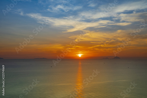 Sunrise on the sea of Nha Trang City  a City famous for International tourism tourism