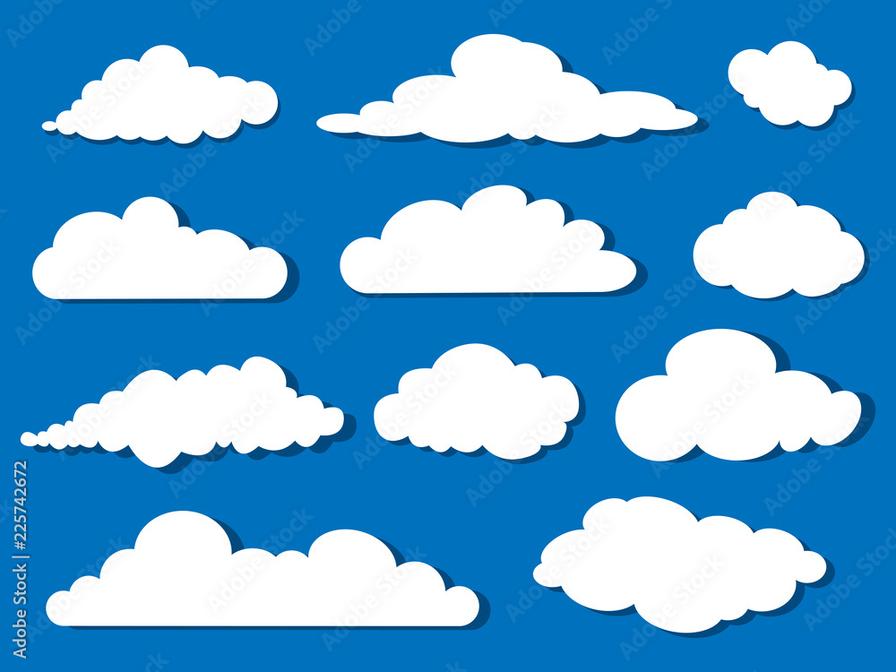 Fototapeta Zestaw białych chmur izolowanych na panoramie błękitnego nieba