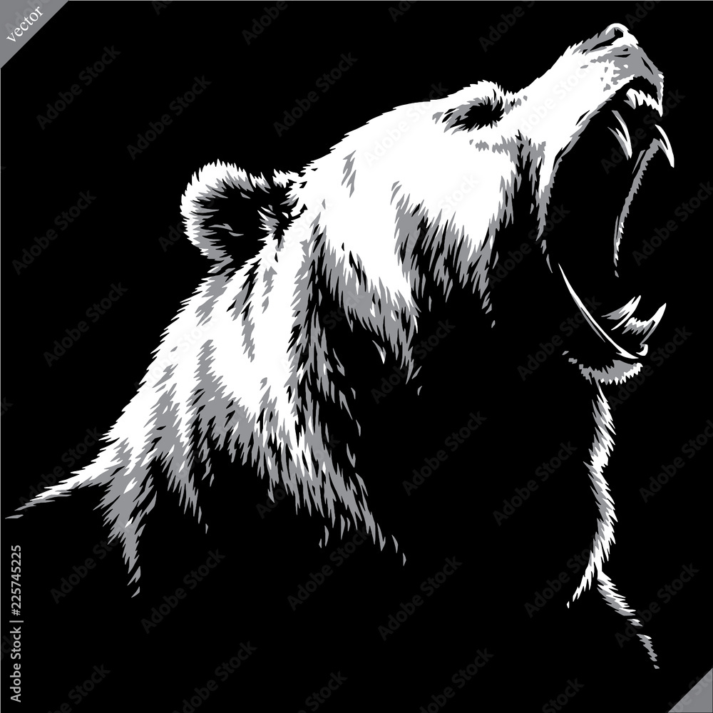 Obraz premium engrave isolated bear illustration vector sketch linear art
