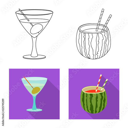 Isolated object of drink and bar logo. Collection of drink and party stock symbol for web.