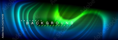 Neon glowing fluid wave lines, magic energy space light concept, abstract background wallpaper design