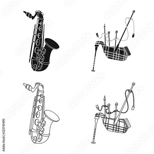 Isolated object of music and tune logo. Set of music and tool stock symbol for web.