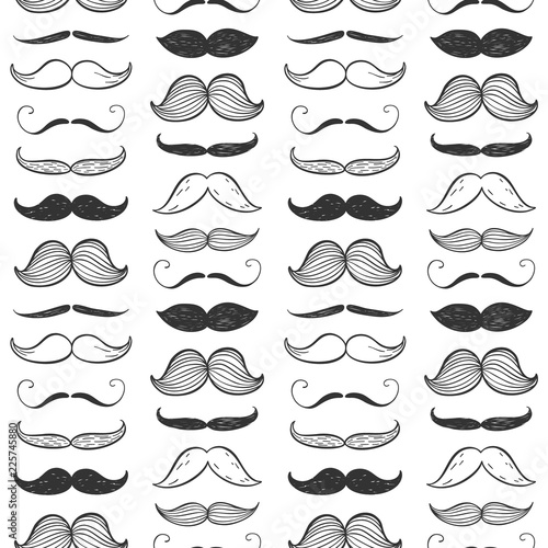 Happy Father s Day fashion seamless pattern. Vector mustache background.