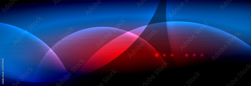 Obraz premium Vector blurred neon glowing circles with flowing and liquid light concept, energy magic fantastic abstract background