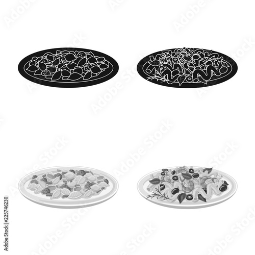 Vector design of pasta and carbohydrate logo. Collection of pasta and macaroni stock symbol for web.