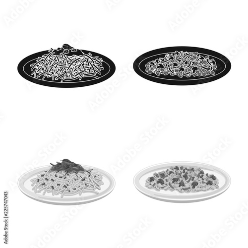 Vector design of pasta and carbohydrate logo. Collection of pasta and macaroni vector icon for stock.