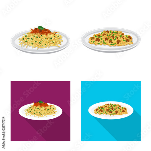 Vector design of pasta and carbohydrate symbol. Collection of pasta and macaroni stock vector illustration.