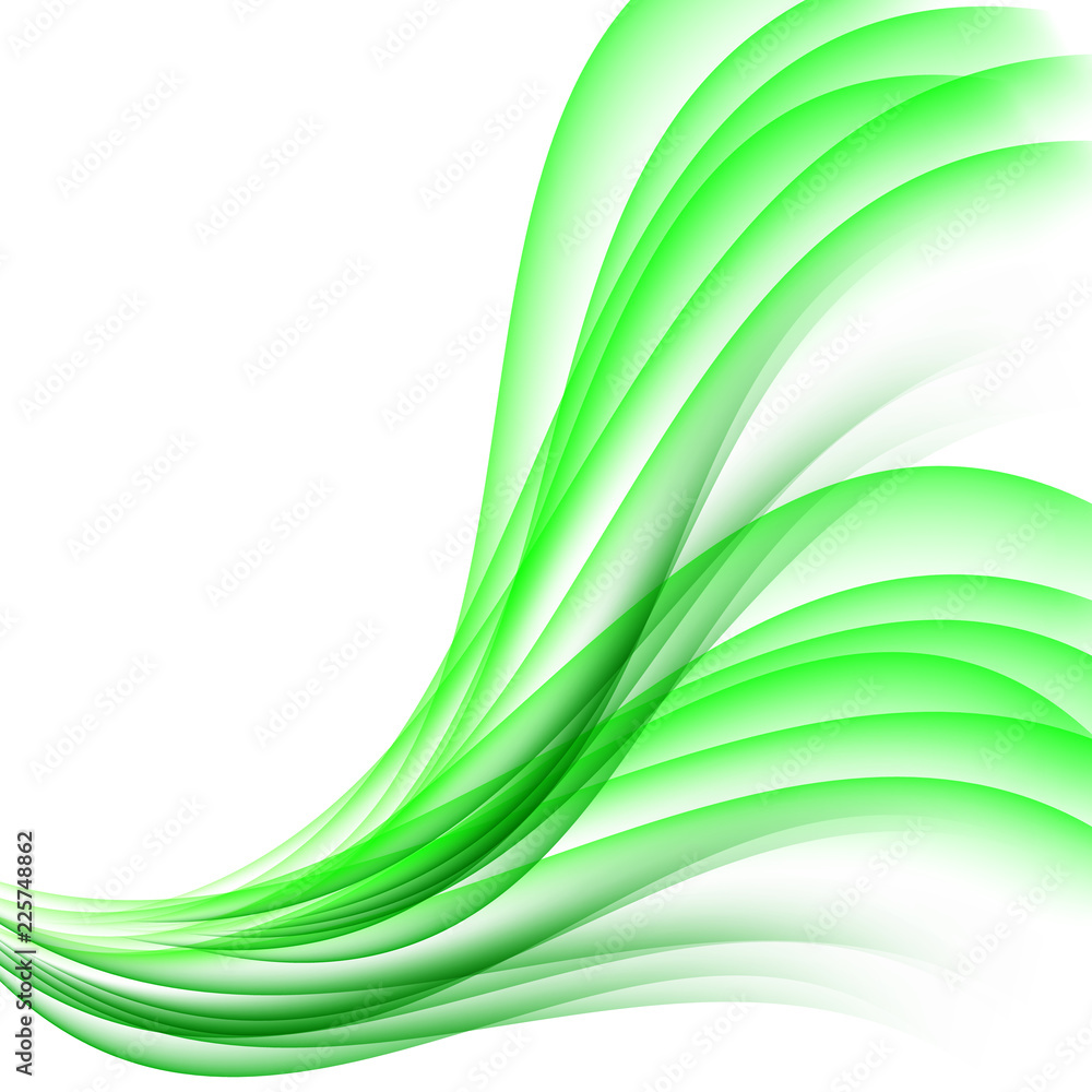 Fototapeta premium wavy abstract background green waves on white background