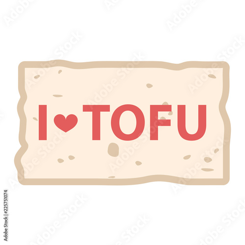 Tofu. I like tofu print fo t-shirt. Vector illustration for vegans