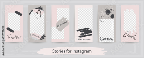 Trendy editable templates for instagram stories, vector illustration.