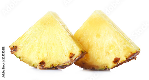Two pineapple slices isolated on white background