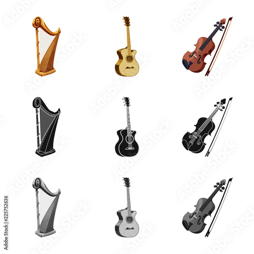 Isolated object of music and tune symbol. Collection of music and tool stock symbol for web.