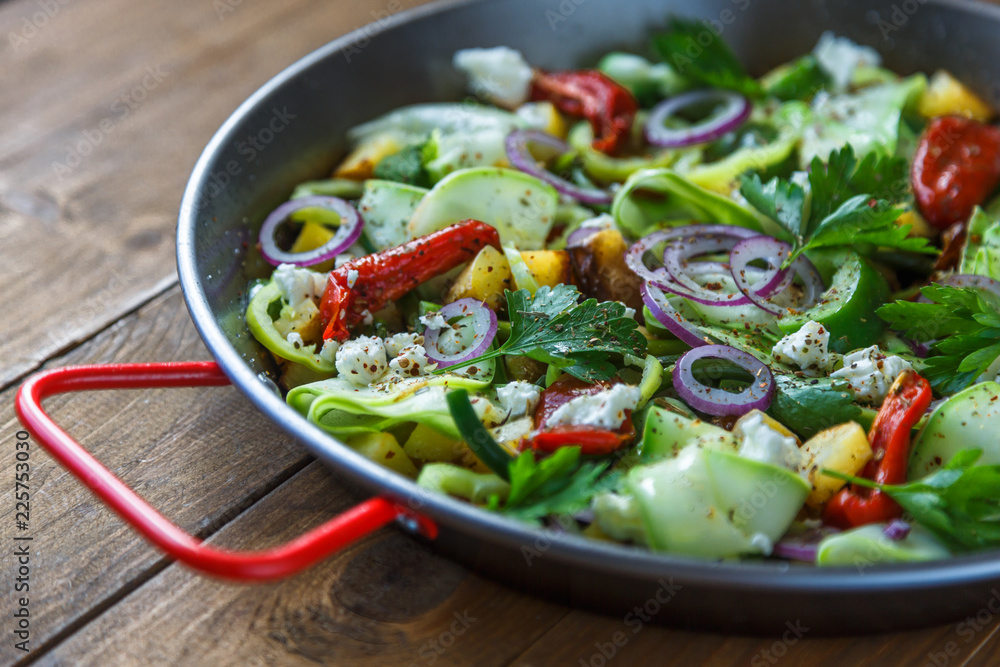 Vegetable stir fry. Healthy food. Top view. Vegetable stir fry. Healthy food. Top view.