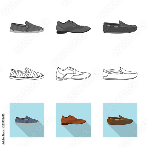Isolated object of man and foot icon. Set of man and wear stock symbol for web.
