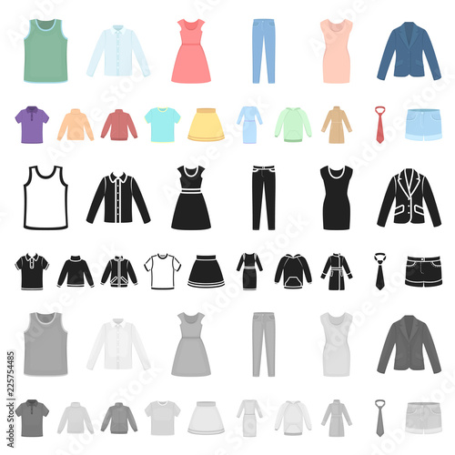 Different kinds of clothes cartoon icons in set collection for design. Clothes and style vector symbol stock web illustration.