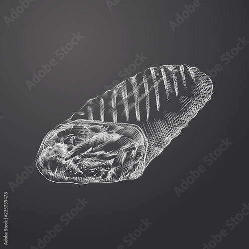 Hand Drawn Shaurma Sketch Symbol isolated on chalkboard. Vector Fast food Element In Trendy Style