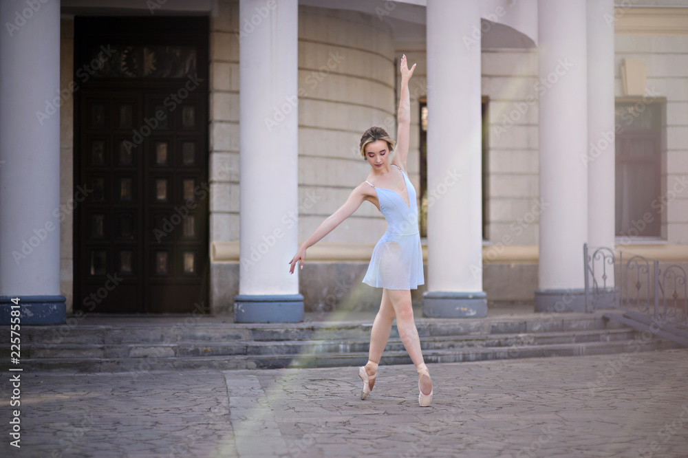Elegant ballet dancer young girl dancing ballet outdoor Elegant ballet dancer young girl dancing ballet outdoor