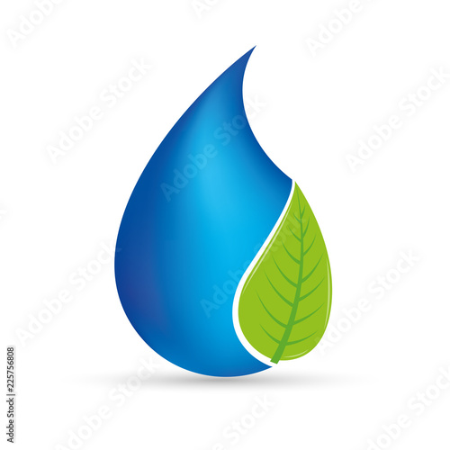 Simbolo goccia d'acqua con foglia verde