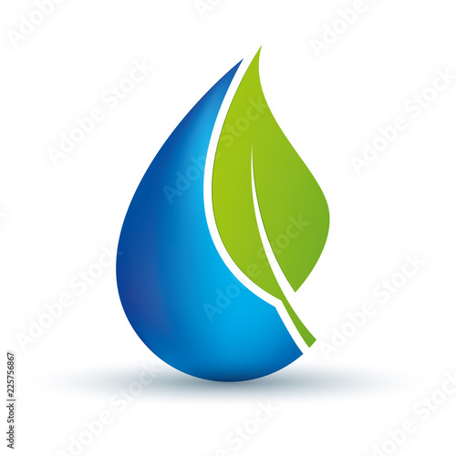Simbolo goccia d'acqua con foglia ecologica photo
