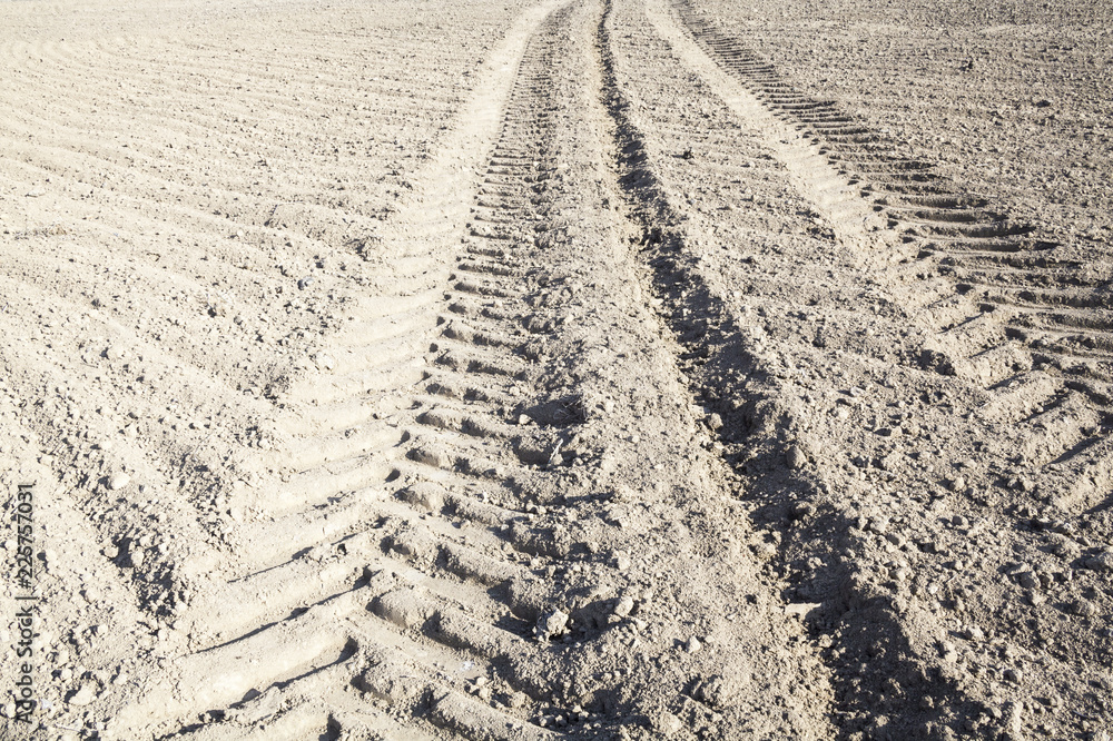 Wheel tracks on the ploughed field Wheel tracks on the ploughed field