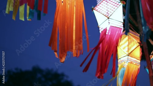 4K footage of Traditional lantern close ups on street side shops on the occasion of Diwali festival in Mumbai, India. photo