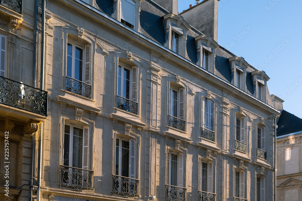 Fototapeta premium Beautiful architecture in Rue Thiers, Reims, Champagne, France