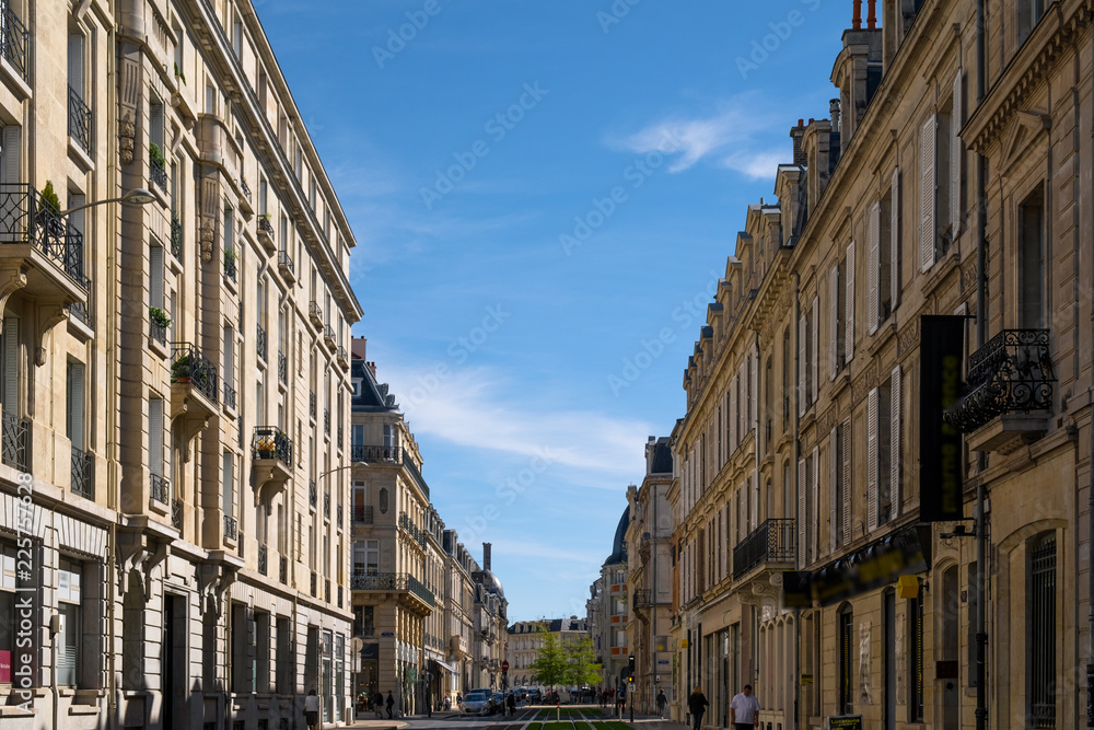 Beautiful, symmetric architecture in Rue Thiers, Reims, Champagne, France