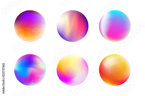 Set gradient colorful sphere in trendy style