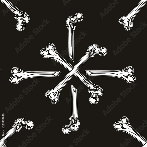 Seamless pattern with human bones. Helloween vector illustration, background, textile print.