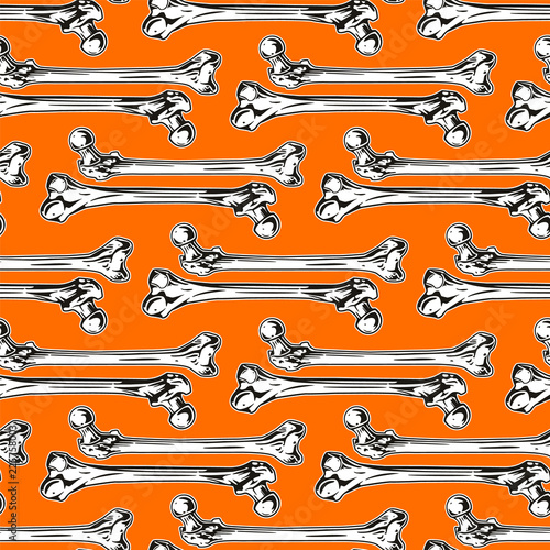 Seamless pattern with human bones. Helloween vector illustration, background, textile print.