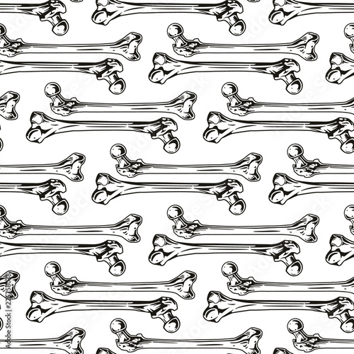 Seamless pattern with human bones. Helloween vector illustration, background, textile print.