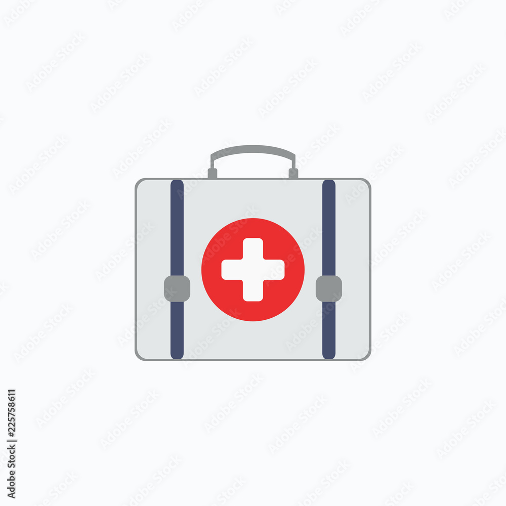First aid kit isolated. Health, help and medical diagnostics concept. First aid kit isolated. Health, help and medical diagnostics concept.