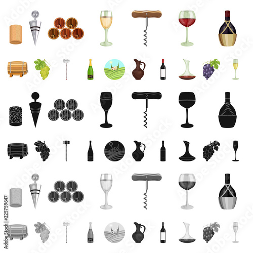 Wine products cartoon icons in set collection for design. Equipment and production of wine vector symbol stock web illustration.