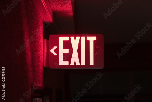 Exit Sign glowing