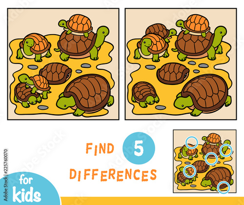 Find differences, game for children, tortoises